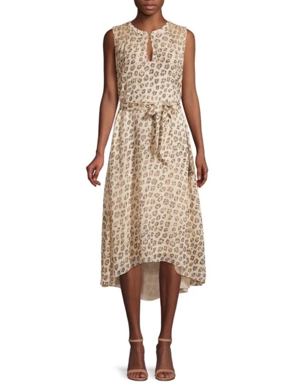 JOIE Corrin 100% Silk Leopard-Print Hi-low Sleeveless Midi Dress Womens Size S